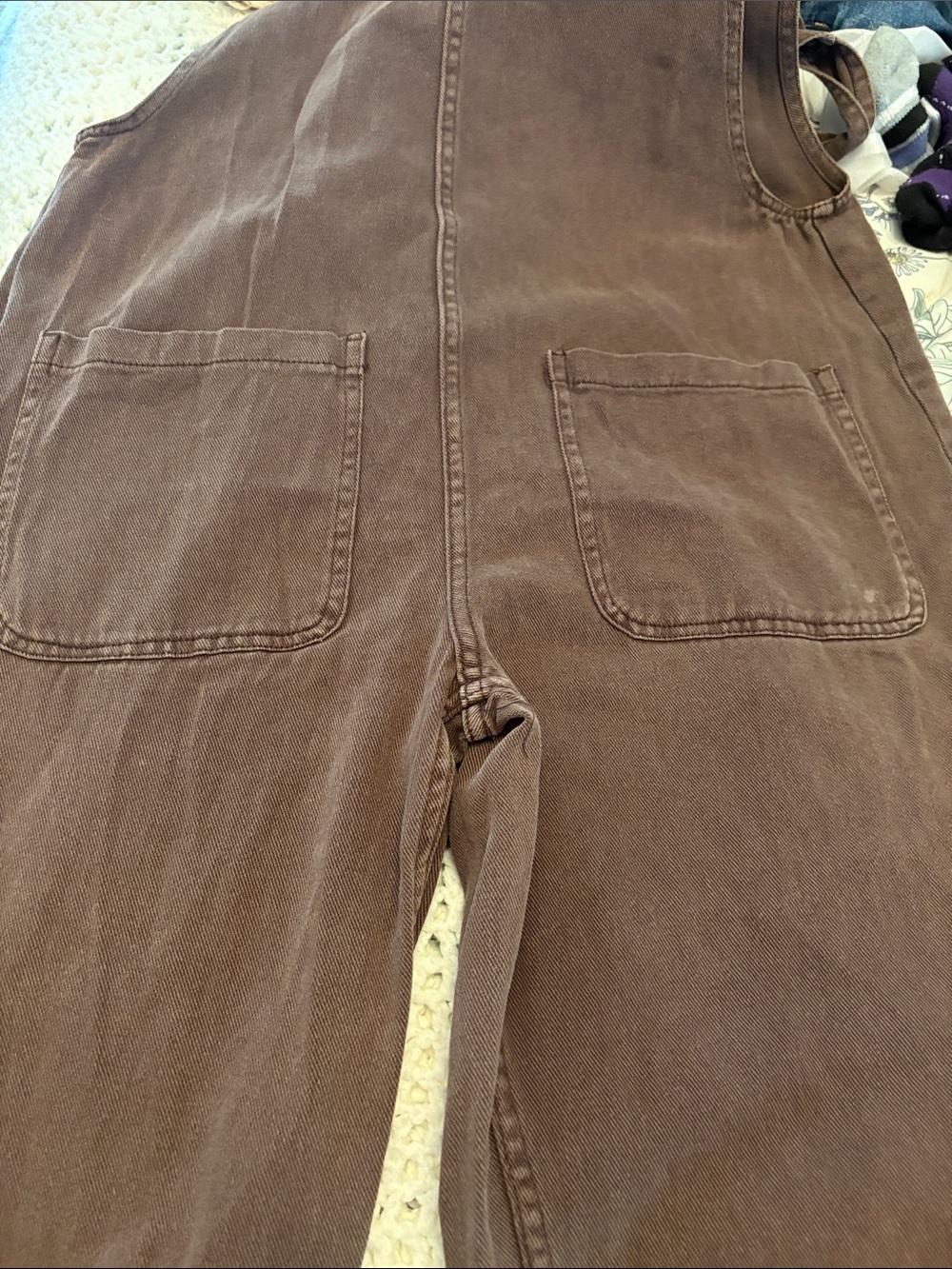 Carly Jean Los Angeles Brown Denim Wide-Leg Overalls - Picture 7 of 7